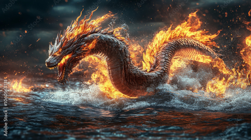 A majestic dragon with fiery wings A majestic dragon with fiery wings