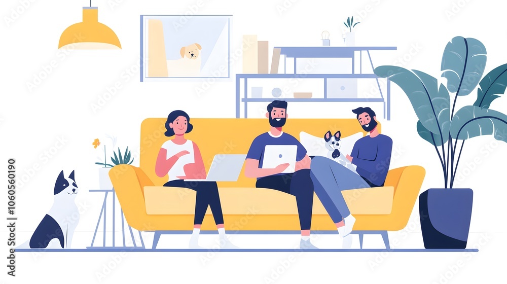 Family browsing on a laptop at home, using an AI assistant to find pet-friendly furniture options with durability filters Family browsing on a laptop at home, using an AI assistant to find pet-friendly furniture options with durability filters