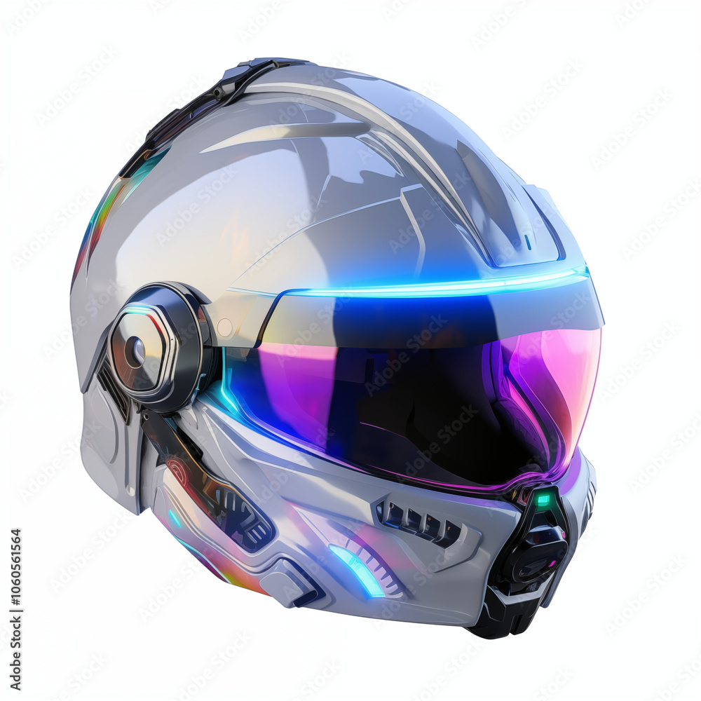 Fototapeta premium Futuristic cartoon helmet with vibrant colors and sleek design for an advanced sci-fi character