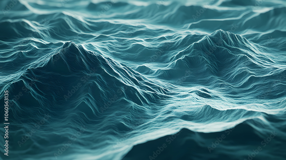 Fototapeta premium 3d sea and ocean depth topographic map banner background. curved, wavy lines in a vector illustration. depicts hills, rivers, and mountains. geography concept. 3D Depth Effect. Illustration