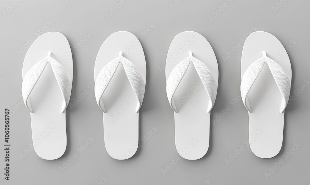 Realistic 3D vector illustration of white blank flip flop set, suitable for advertisement, logo print, and mockup purposes Realistic 3D vector illustration of white blank flip flop set, suitable for advertisement, logo print, and mockup purposes