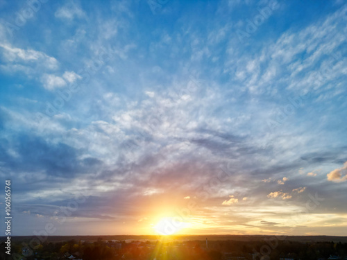 High Angle View of Harefield Town London, Uxbridge, England, United Kingdom During Sunset. Aerial Footage Was Captured with Drone's Camera from Medium High Altitude on April 3rd, 2024