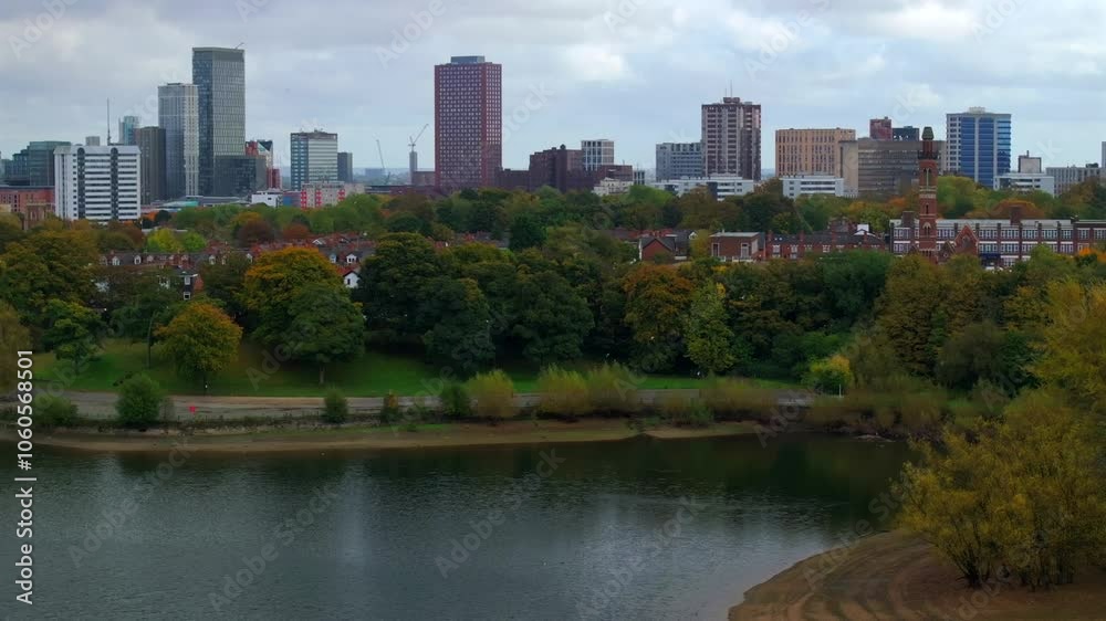 Aerial view of Birmingham cityscape in Autumn. Aerial view of Birmingham cityscape in Autumn.