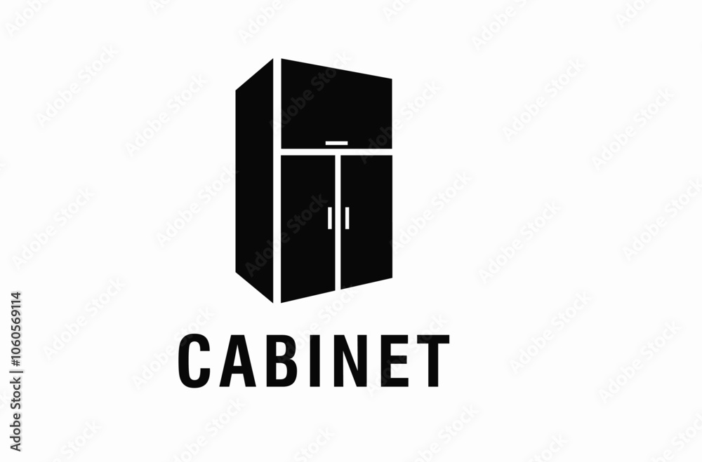 Cabinet illustration design, with black color and white background, inspiration logo Cabinet illustration design, with black color and white background, inspiration logo