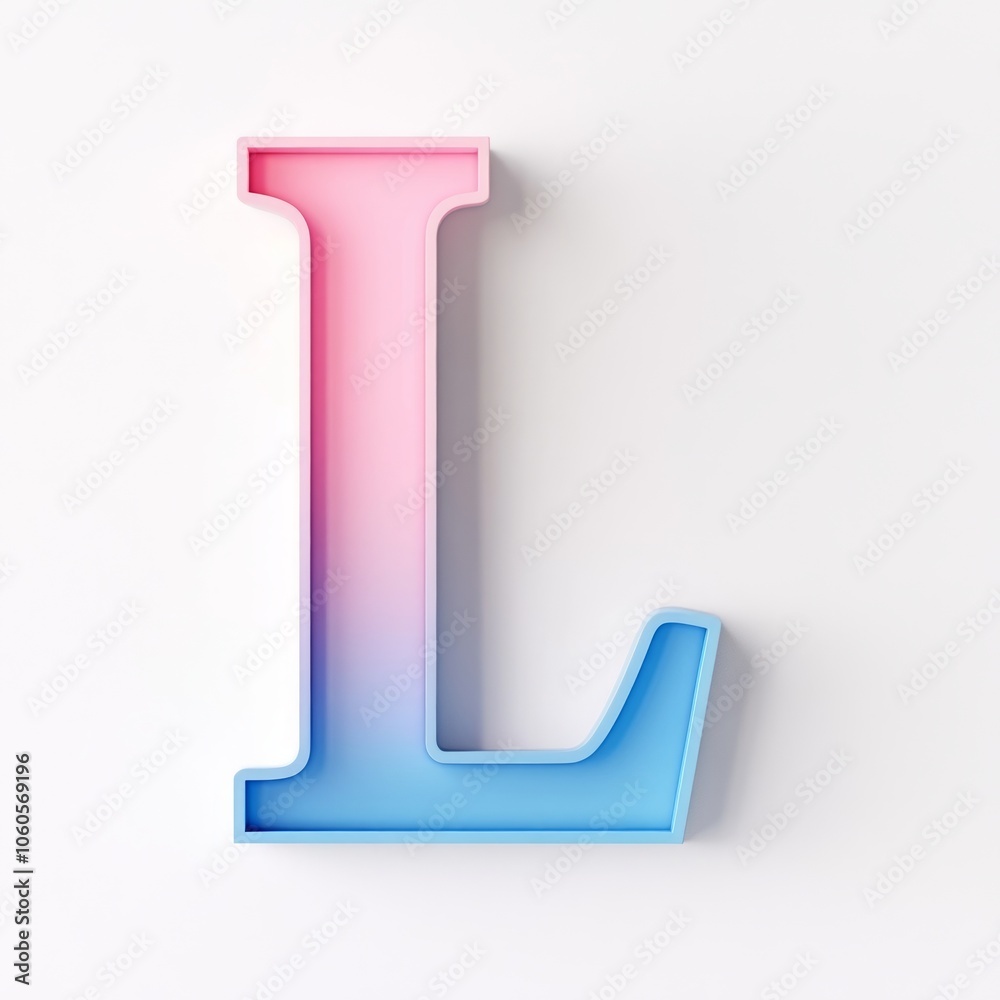 3D letter L, pink and blue gradient, white background. 3D letter L, pink and blue gradient, white background.