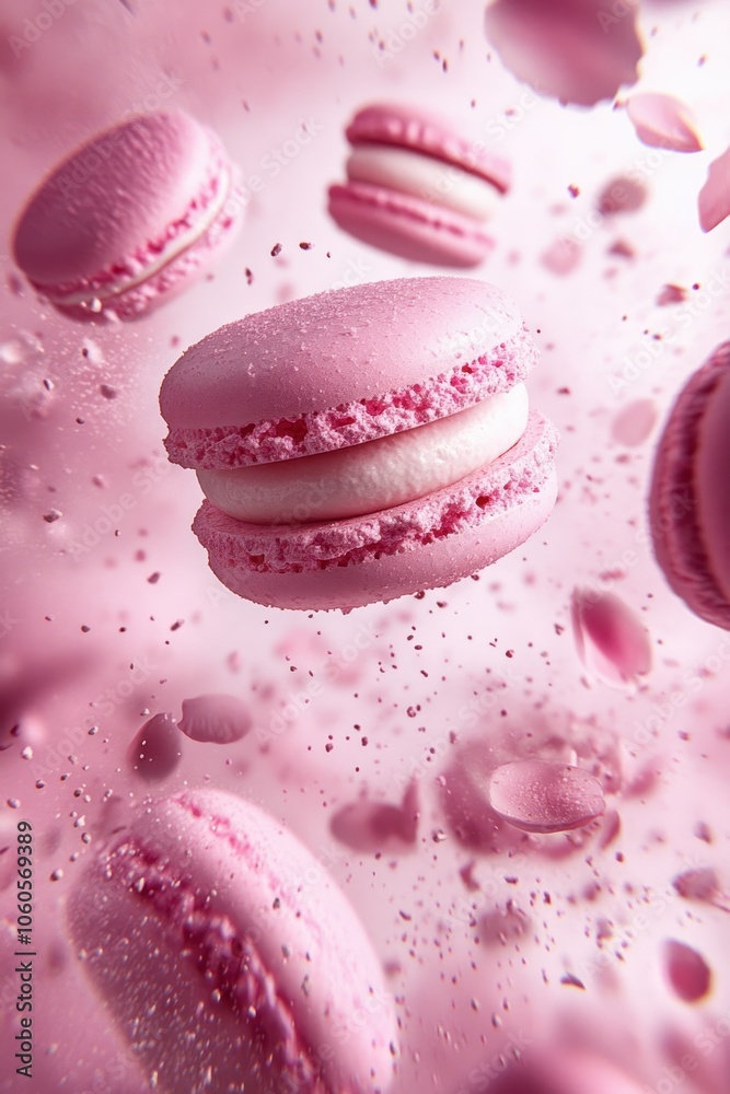 Obraz premium Pink Macarons with Petals 