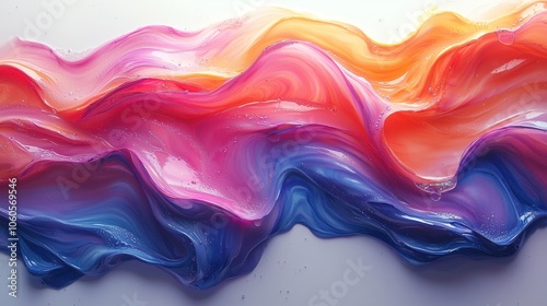 Vibrant Abstract Paint Pour with Swirling Colors