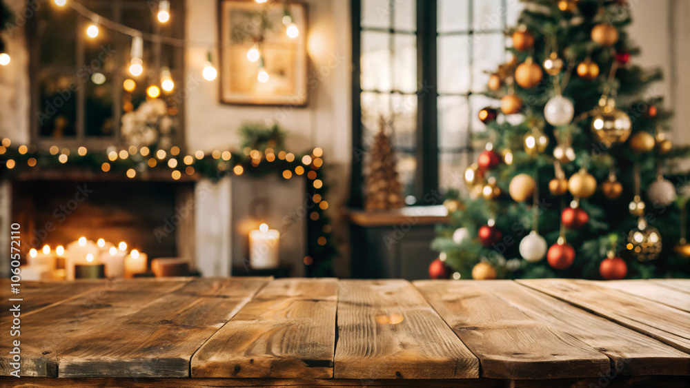 empty-wooden-table-with-christmas-theme-in-background empty-wooden-table-with-christmas-theme-in-background