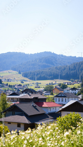 picturesque village nestled amongst verdant hills