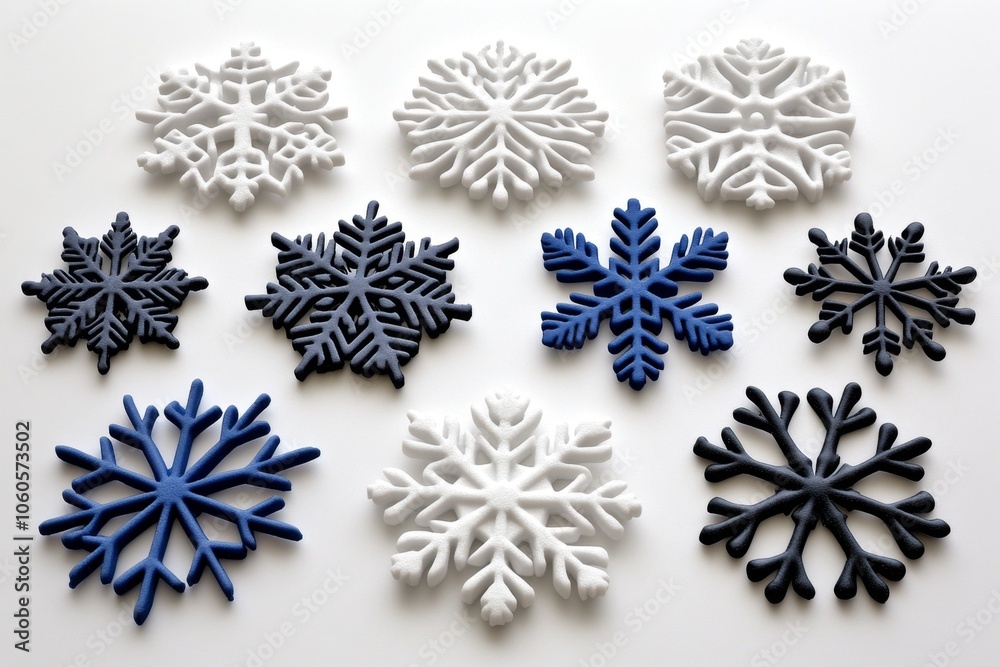 2D illustration of snowflakes falling on a white background, capturing the simple, peaceful beauty of snowfall, symbolizing calm and clarity 2D illustration of snowflakes falling on a white background, capturing the simple, peaceful beauty of snowfall, symbolizing calm and clarity