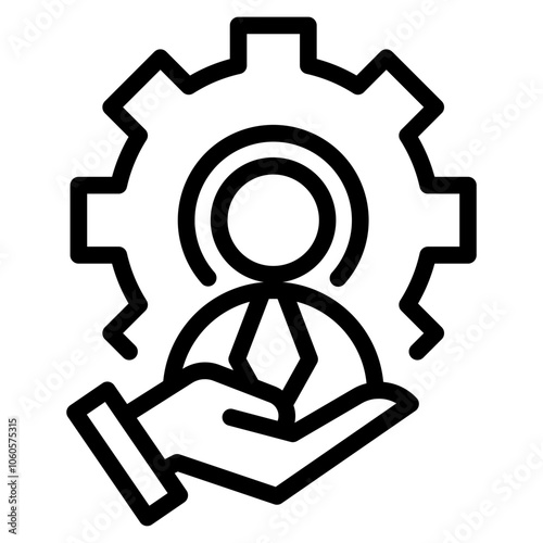Man in gear icon. Man and cog sign. Vector illustration.