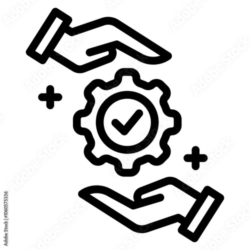hand holding gear like implementation icon