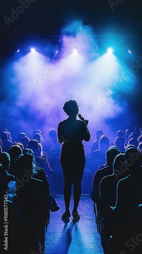 Female Performer on Stage with Spotlight	