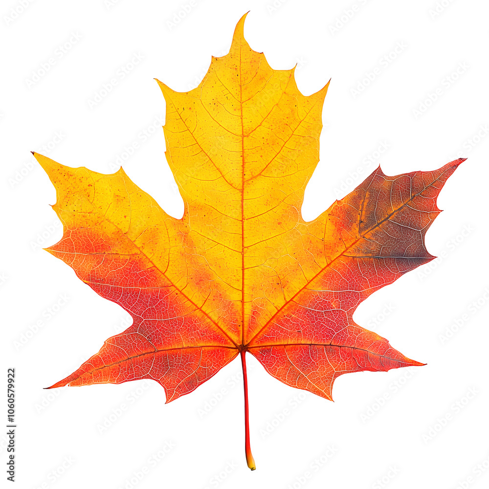 Autumn Maple Leaf isolated on transparent background Generative Ai.