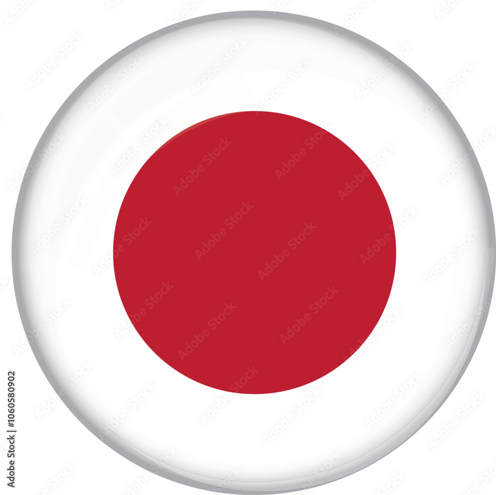 Japan flag with glossy rounded button for football team and national emblem Japan flag with glossy rounded button for football team and national emblem
