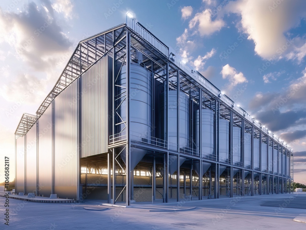 Fototapeta premium Agro storage granary elevator at an agro processing plant