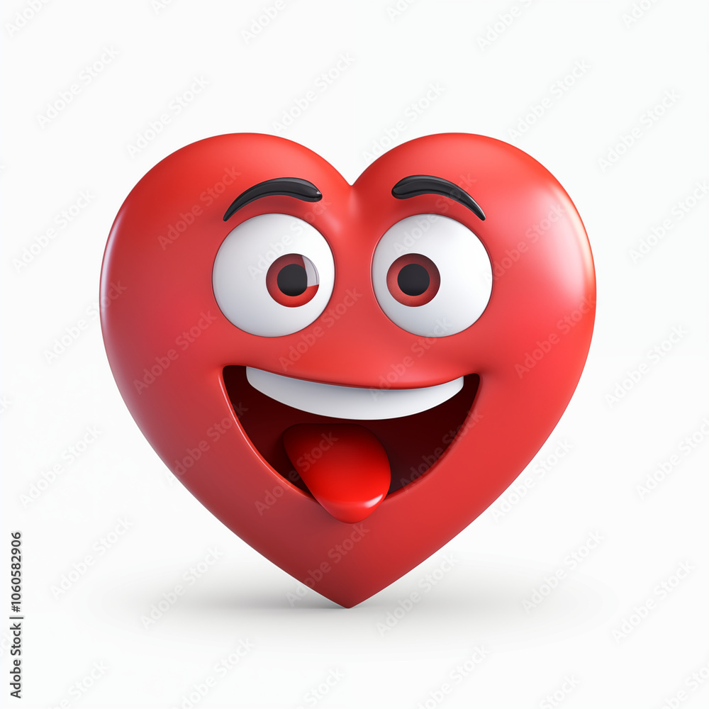 Happy cartoon heart character expressing joy with a big smile and playful eyes in a colorful design Happy cartoon heart character expressing joy with a big smile and playful eyes in a colorful design