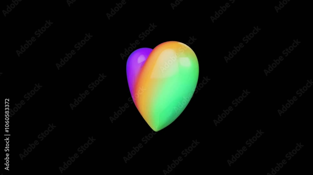 Animation orange balloon heart shape on black background. Animation orange balloon heart shape on black background.