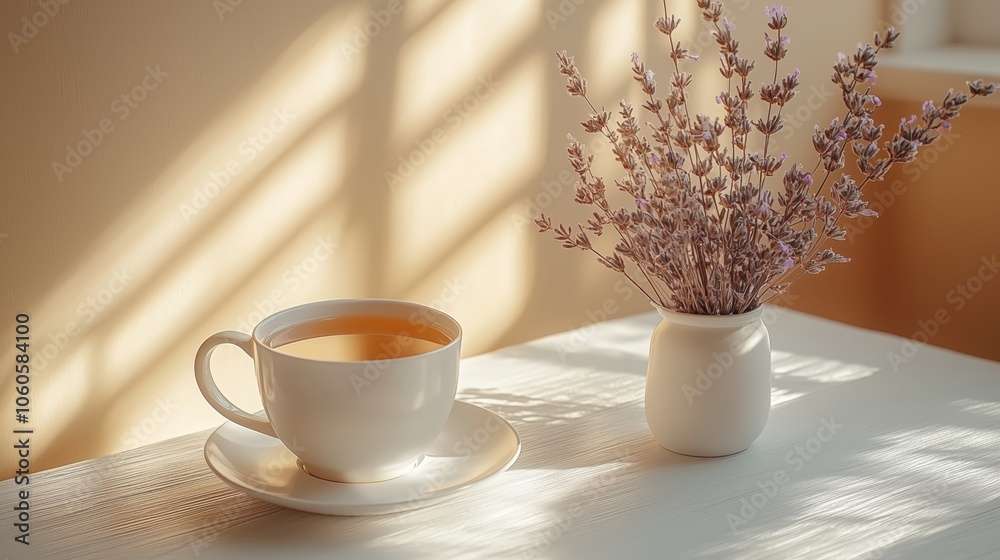 Herbal Tea with Dried Flowers in Soft Lighting Herbal Tea with Dried Flowers in Soft Lighting