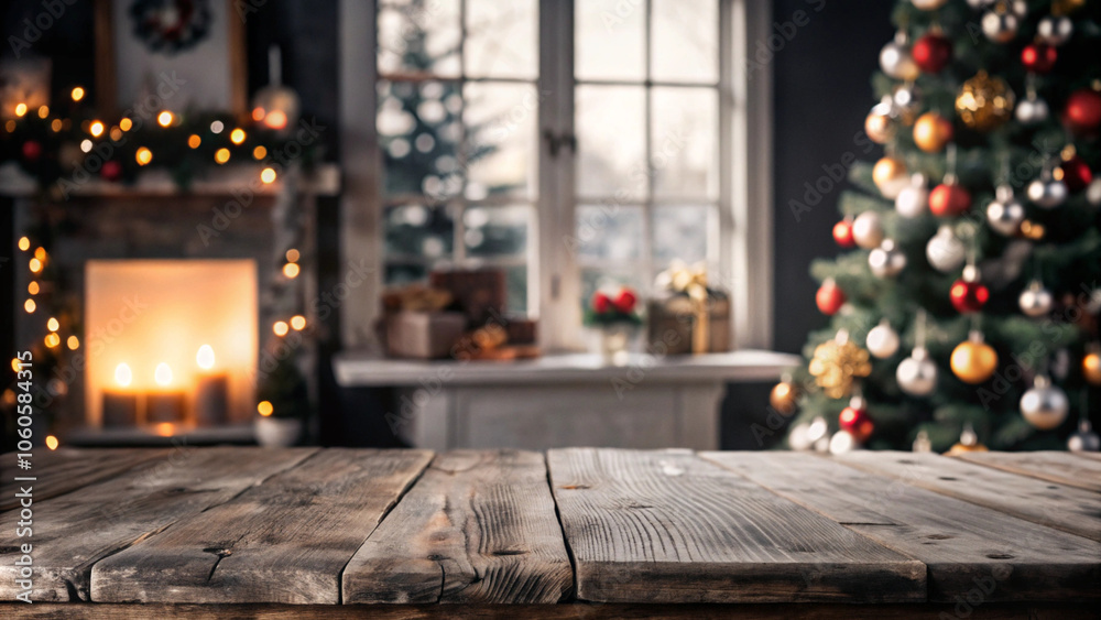 empty-wooden-table-with-christmas-theme-in-background empty-wooden-table-with-christmas-theme-in-background