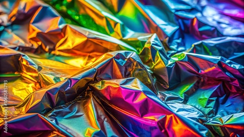 Holographic Rainbow Texture Background - Vibrant Multicolor Crumpled Surface for Creative Design and Art Projects
