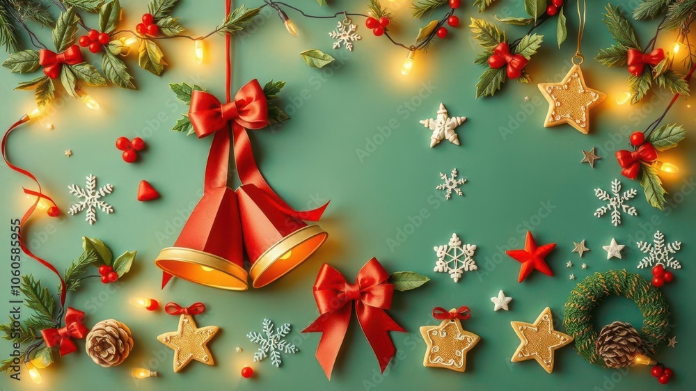 A collection of festive Christmas decoration design elements and wishes, stars, wreaths A collection of festive Christmas decoration design elements and wishes, stars, wreaths