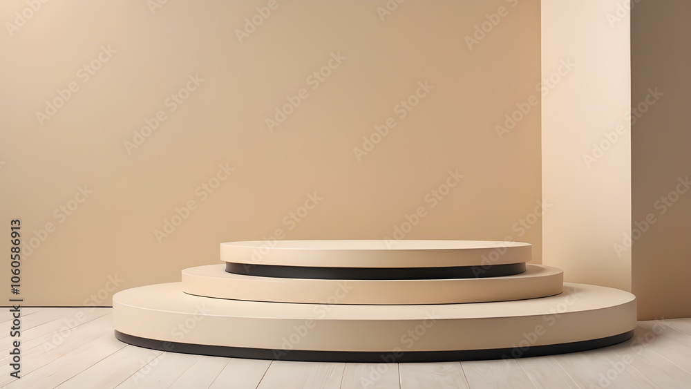 beige round podium for product presentation in room beige round podium for product presentation in room