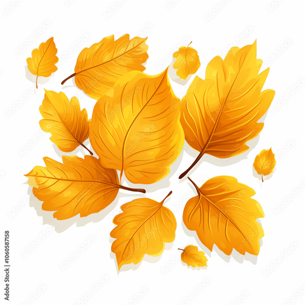 Colorful autumn leaves scattered on a white background showcasing nature's beauty Colorful autumn leaves scattered on a white background showcasing nature's beauty