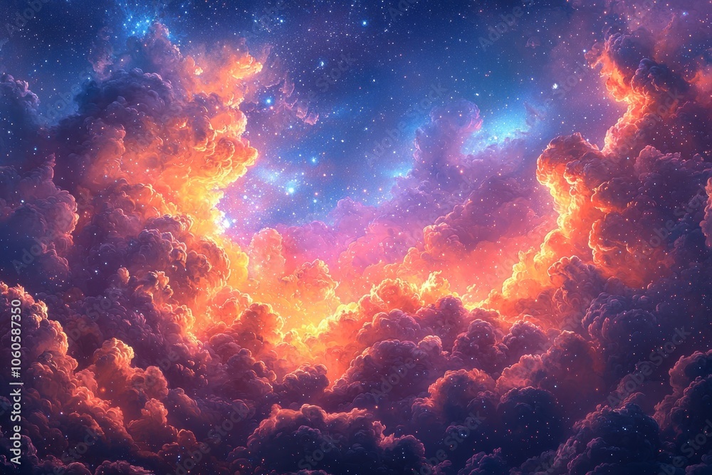 Glowing Clouds and Stars in a Cosmic Landscape Glowing Clouds and Stars in a Cosmic Landscape