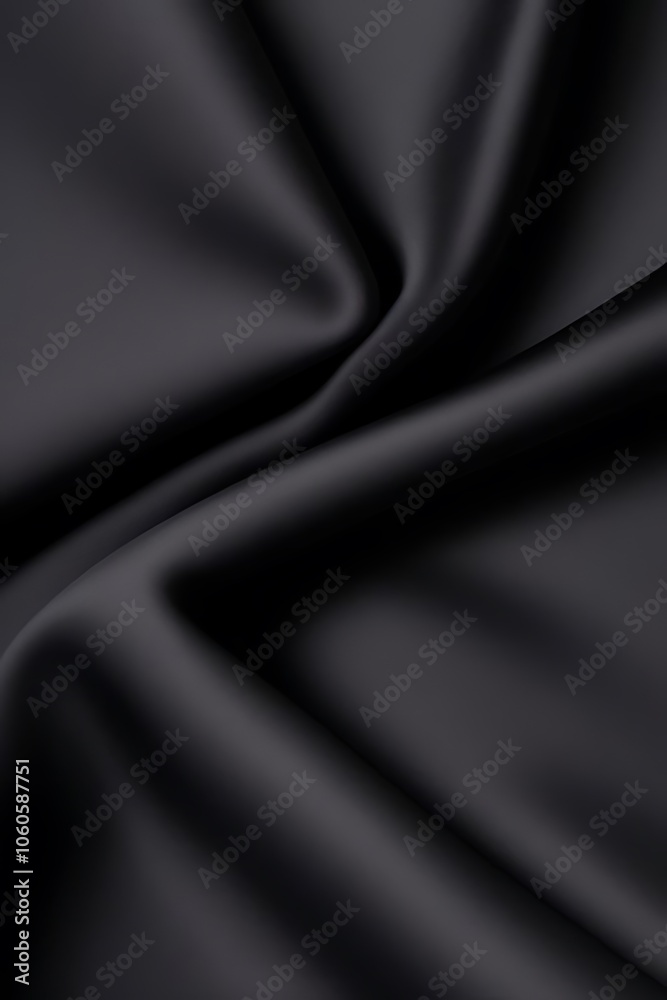 Midnight Black Silk Fabric with Glossy Finish. Midnight Black Silk Fabric with Glossy Finish.
