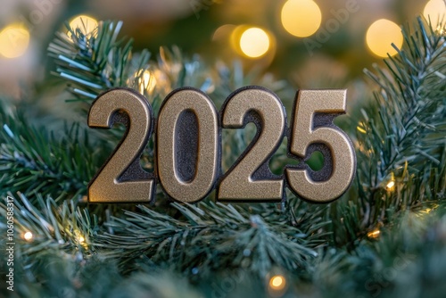 2025 New Year countdown in greenery