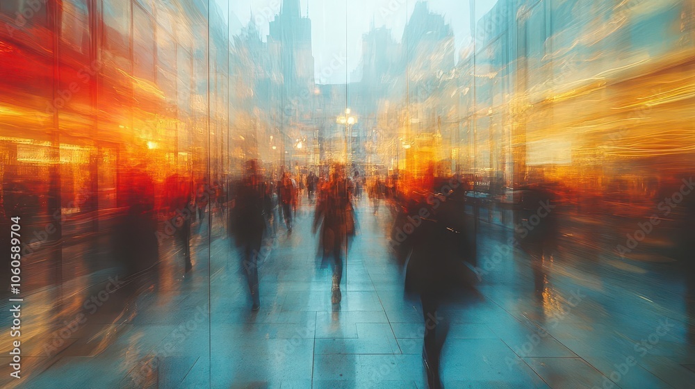Fototapeta premium abstract representation of a blurred office interior focusing on the essence of a working environment capturing the hustle and bustle of professional life with a contemporary artistic flair