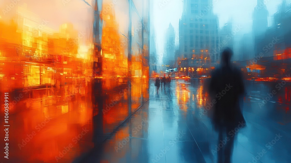 Fototapeta premium abstract representation of a blurred office interior focusing on the essence of a working environment capturing the hustle and bustle of professional life with a contemporary artistic flair