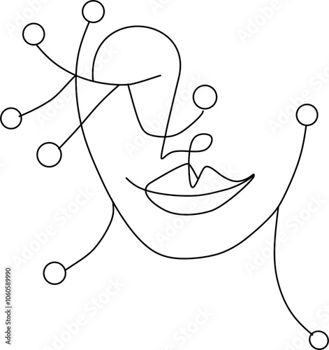 Line arte rosto vetorial boca grande corrindo