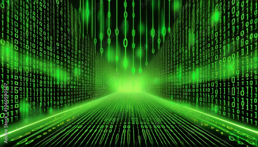 Abstract green digital binary code background Abstract green digital binary code background