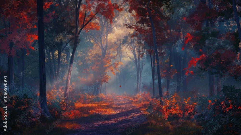 Sunlight breaks through the trees, illuminating a serene forest path. The soft mist adds a mystical quality to the early morning, creating a tranquil atmosphere in nature. Sunlight breaks through the trees, illuminating a serene forest path. The soft mist adds a mystical quality to the early morning, creating a tranquil atmosphere in nature.