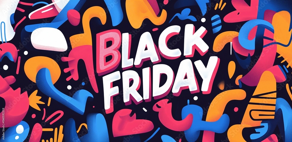 Colorful abstract background celebrating Black Friday with vibrant designs and dynamic shapes promoting seasonal shopping events in November Colorful abstract background celebrating Black Friday with vibrant designs and dynamic shapes promoting seasonal shopping events in November