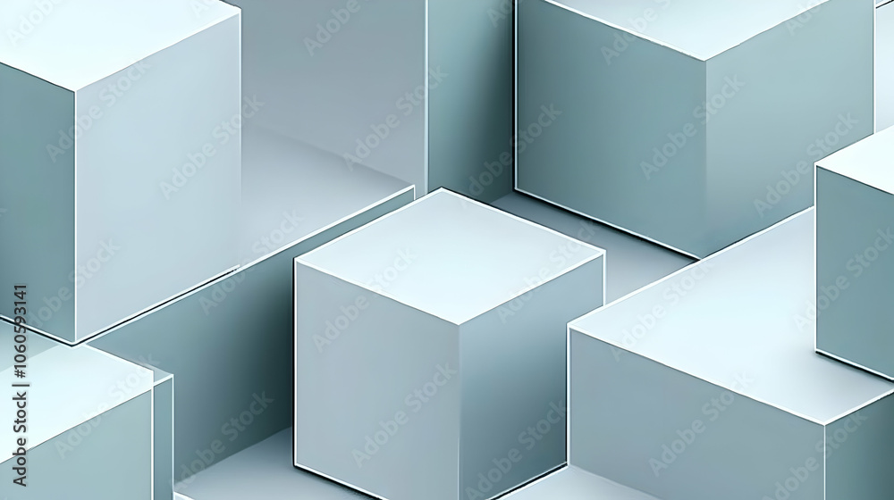 Abstract geometric pattern of blue cubes.
