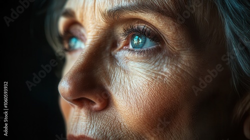 A close-up of wise, reflective eyes shining with life during golden hour