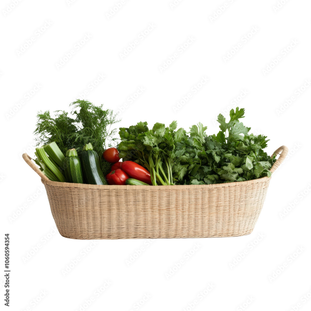Fresh vegetables in a wicker basket, white isolated background. Fresh vegetables in a wicker basket, white isolated background.