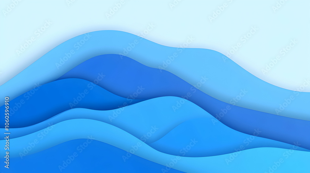Fototapeta premium Abstract blue wave background with a light blue gradient.