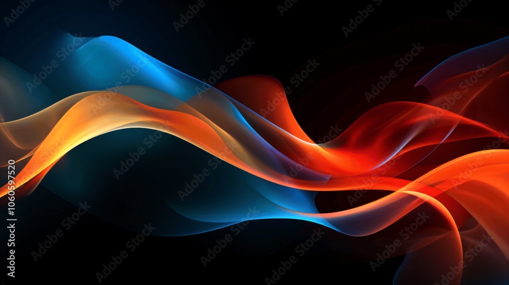 Colorful Abstract Waves on Dark Background
