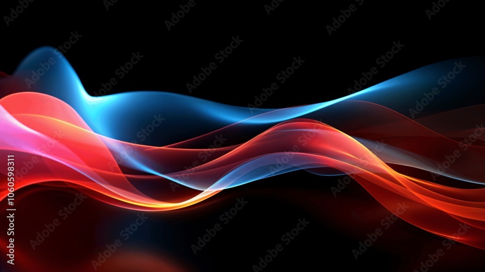 Abstract Colorful Waves on Black Background Abstract Colorful Waves on Black Background