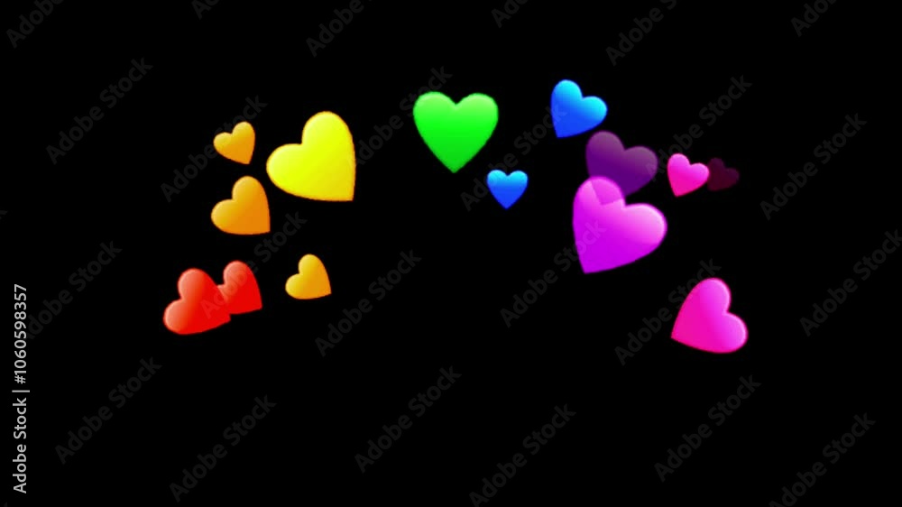 Animation orange balloon heart shape on black background. Animation orange balloon heart shape on black background.