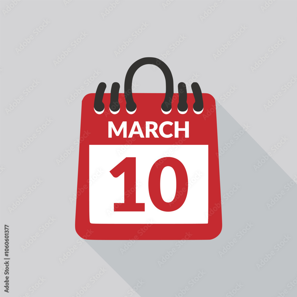 March 10 Calendar icon vector illustration. March 10 Calendar icon vector illustration.