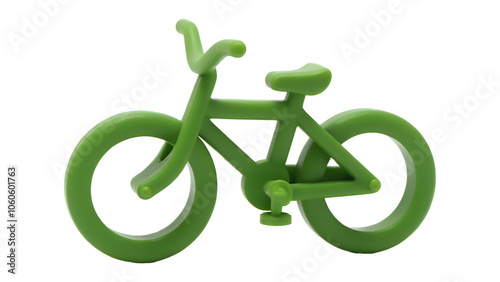 3D green bicycle icon transparent background