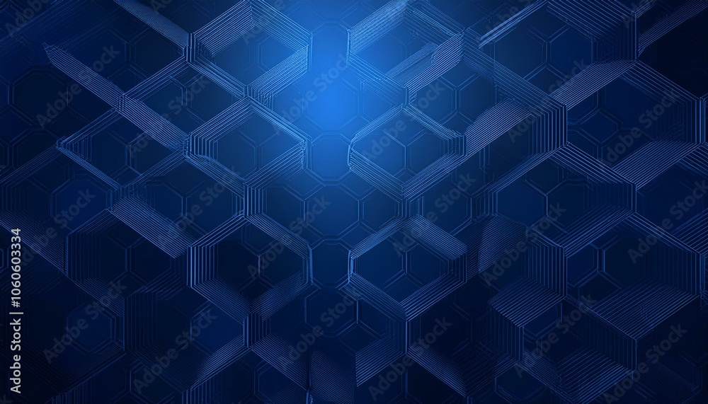 Obraz premium Dark blue background with a hexagonal overlay