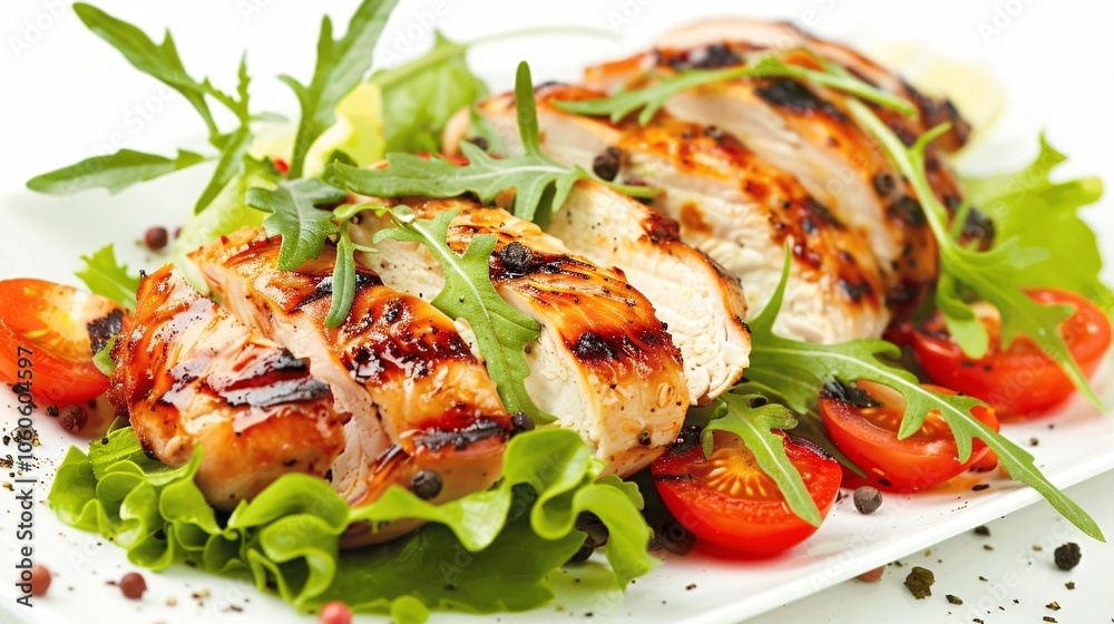 Grilled Chicken with Fresh Vegetables on Plate