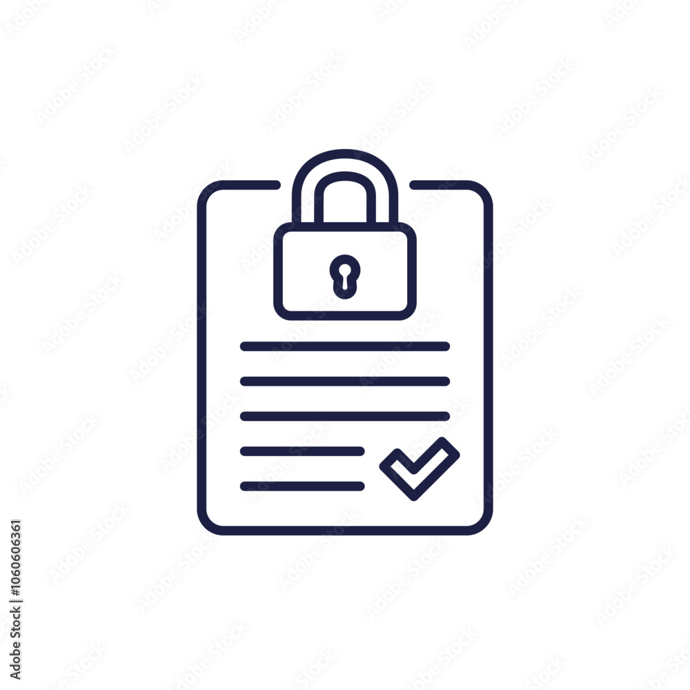 document protection and data security icon in line design document protection and data security icon in line design