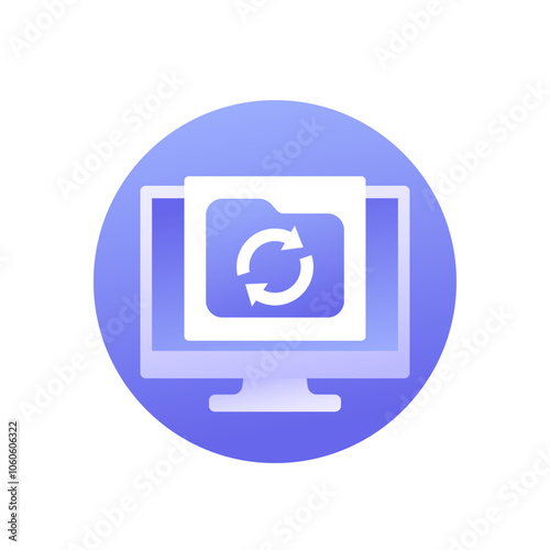 data recovery icon with folder and computer